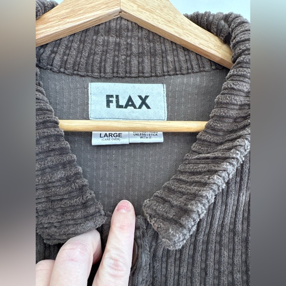 Flax Brown Oversized Corduroy Jacket with Front Pockets - Picture 3 of 5